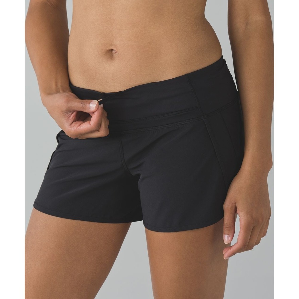 Lululemon Run Times Short 4 way Stretch Black 4" inseam Running Gym Size 12 - Picture 4 of 16
